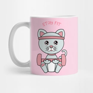 Stay fit, Cute cat lifting weights. Mug